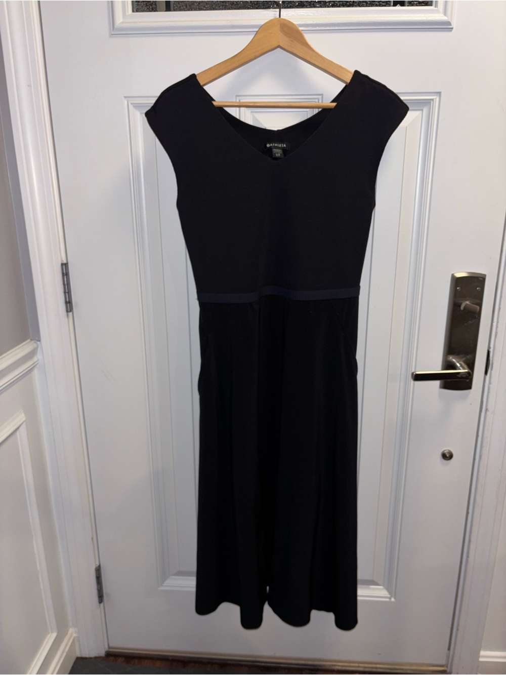 Athleta Black Cap-Sleeve Backless Midi Dress